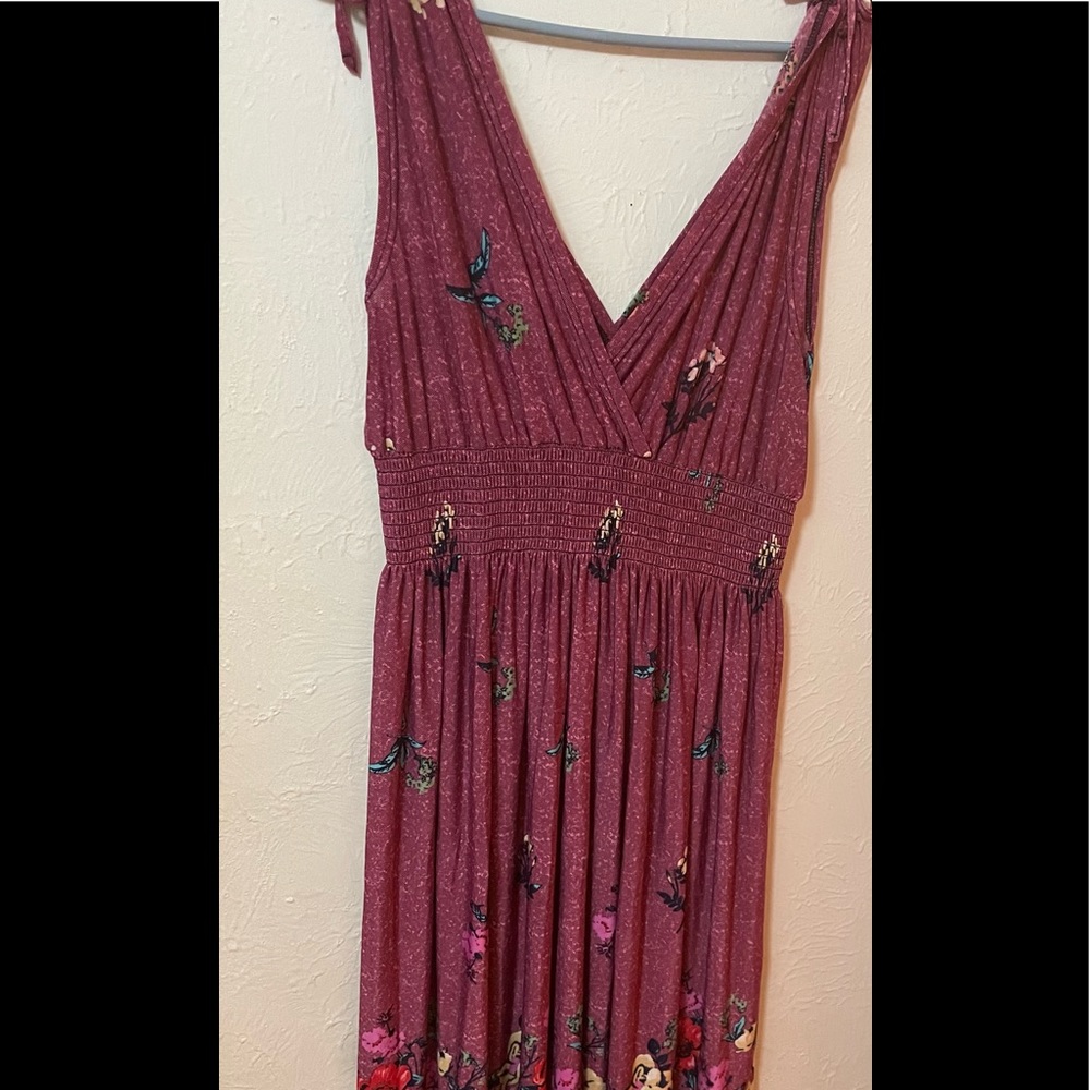 Red floral maxi dress